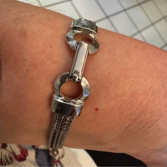 Vintage Faux Blue Moonstone and Rhinestone Wheat chain Bracelet. SIZE 7.5” - Picture 7 of 10